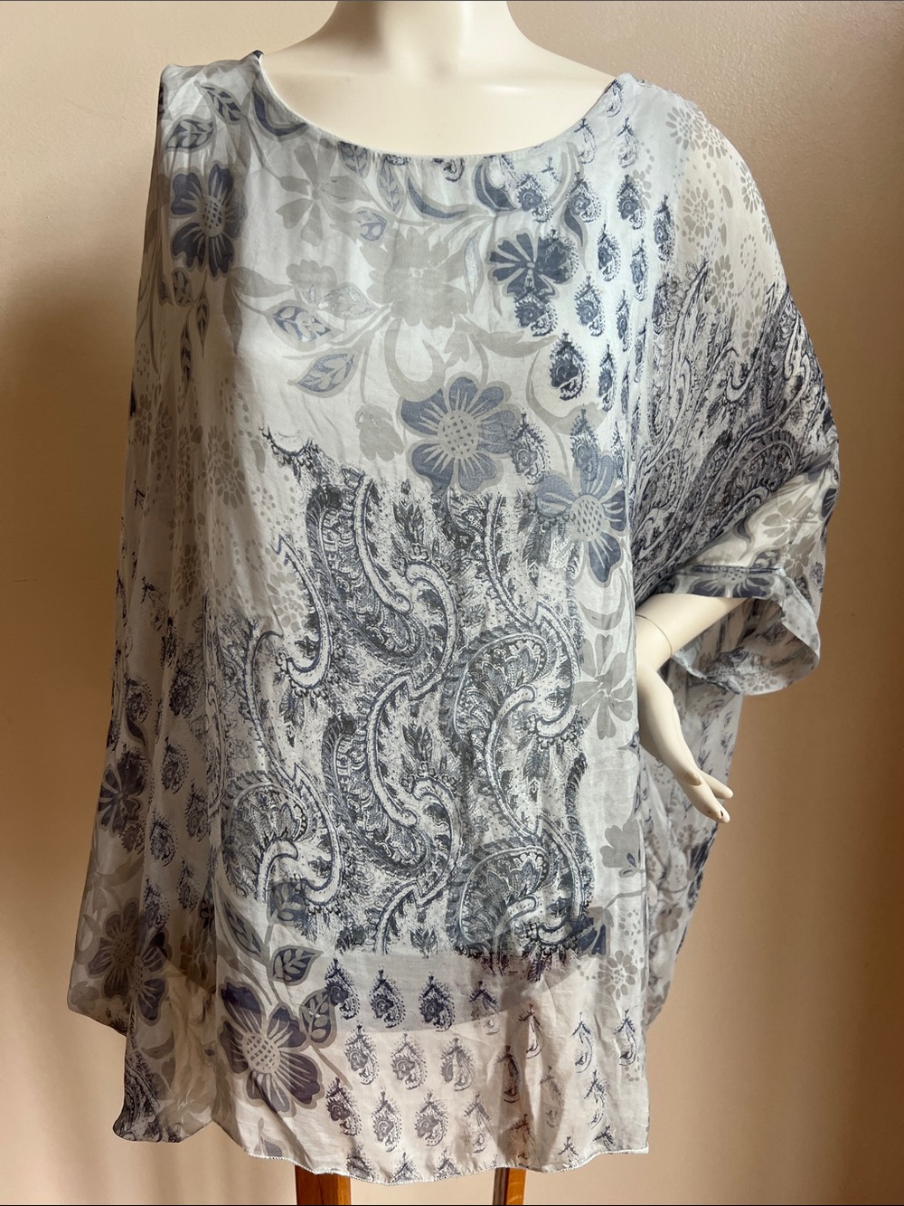 Tempo Paris silk Floral Paisley Scoop-Neck Top